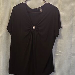 East 5th Black Gathered Front Blouse
